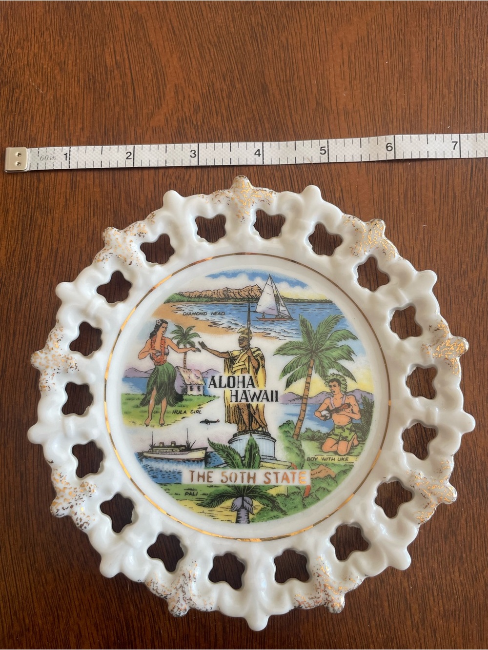 Vintage White Aloha Hawaii Decorative Plate Wall Art Vacation Relax Beach - Picture 2 of 3